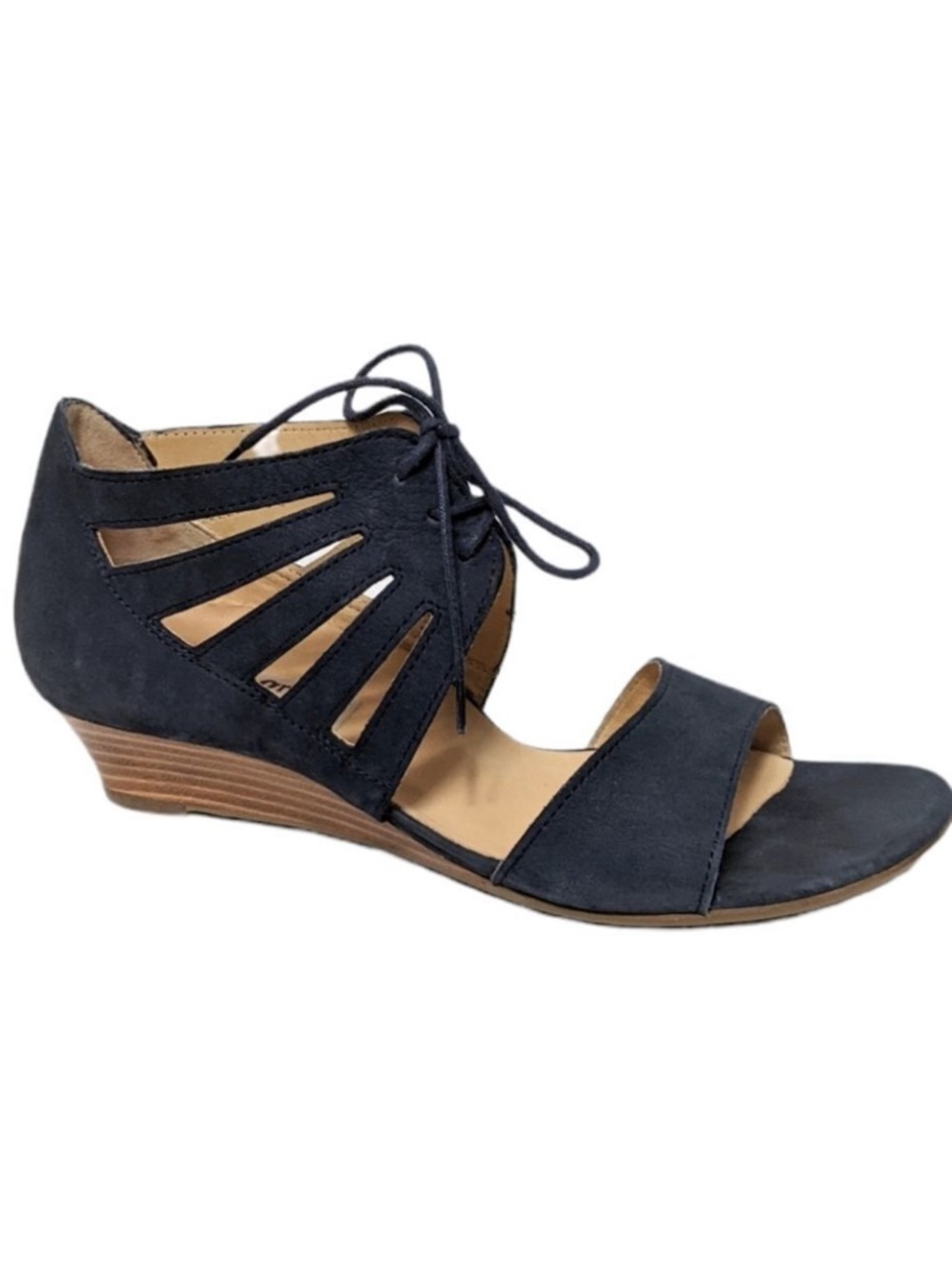 PAUL GREEN Suede Cutout Wedge Lace-Up Shoes 7.5